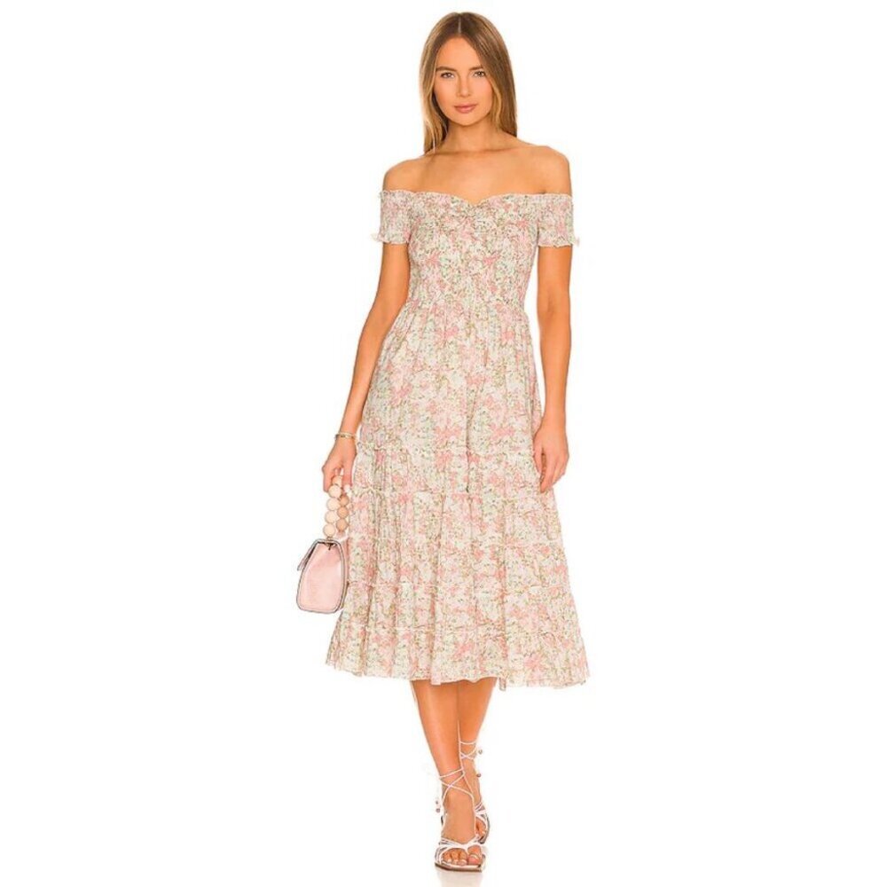 Heartloom Mina Floral Off The Shoulder Midi Dress